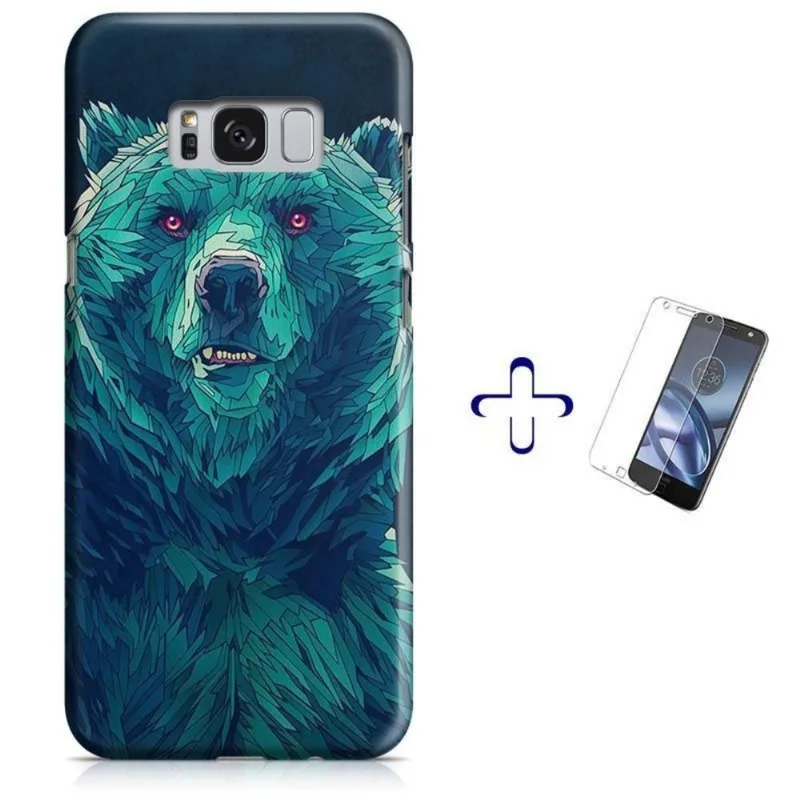 Kit Capa Galaxy S8+ Plus Bear Urso + Pel Vidro (BD03)