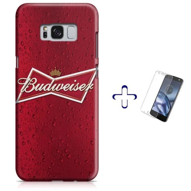 Kit Capa Galaxy S8+ Plus Budweiser + Pel Vidro (BD03)