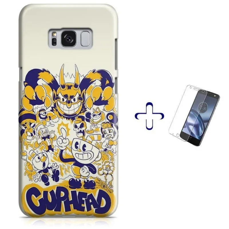 Kit Capa Galaxy S8+ Plus Cuphead + Pel Vidro (BD03)
