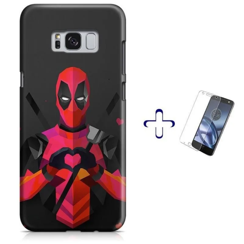Kit Capa Galaxy S8+ Plus Deadpool + Pel Vidro (BD03)