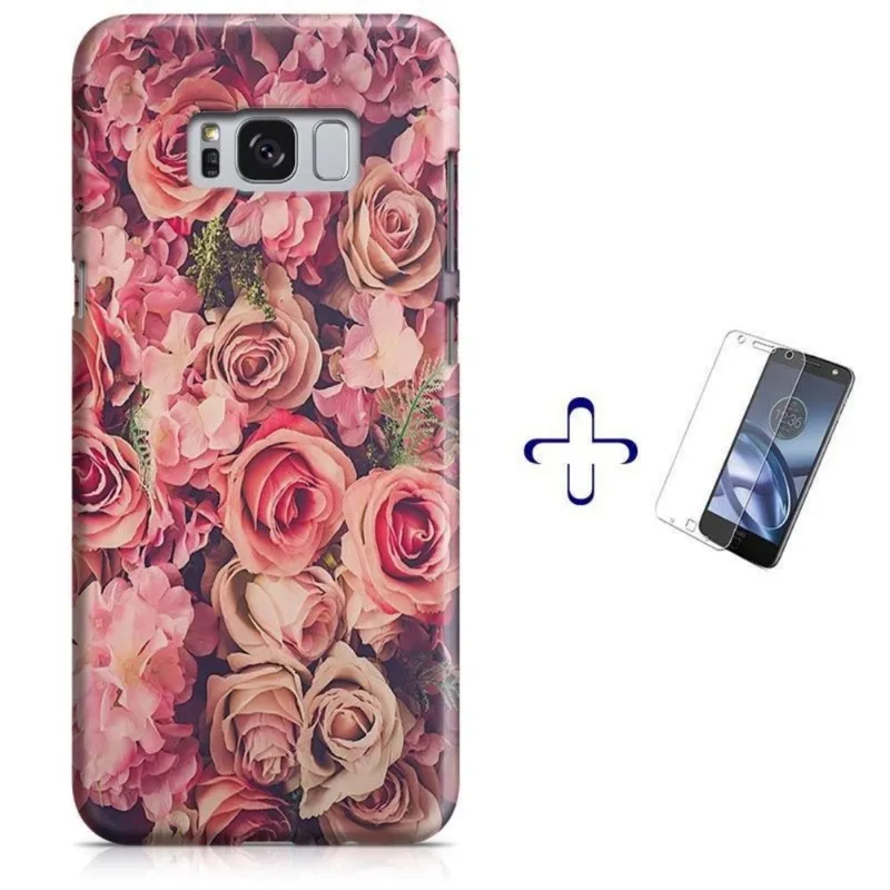 Kit Capa Galaxy S8+ Plus Flores + Pel Vidro (BD03)