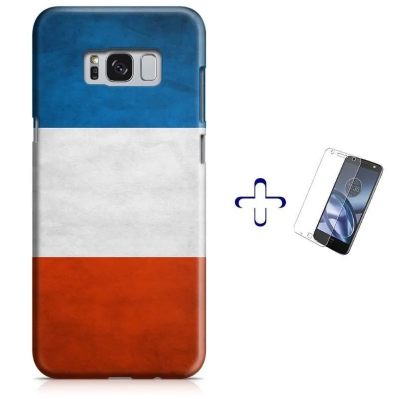 Kit Capa Galaxy S8+ Plus Bandeira França + Pel Vidro (BD03)