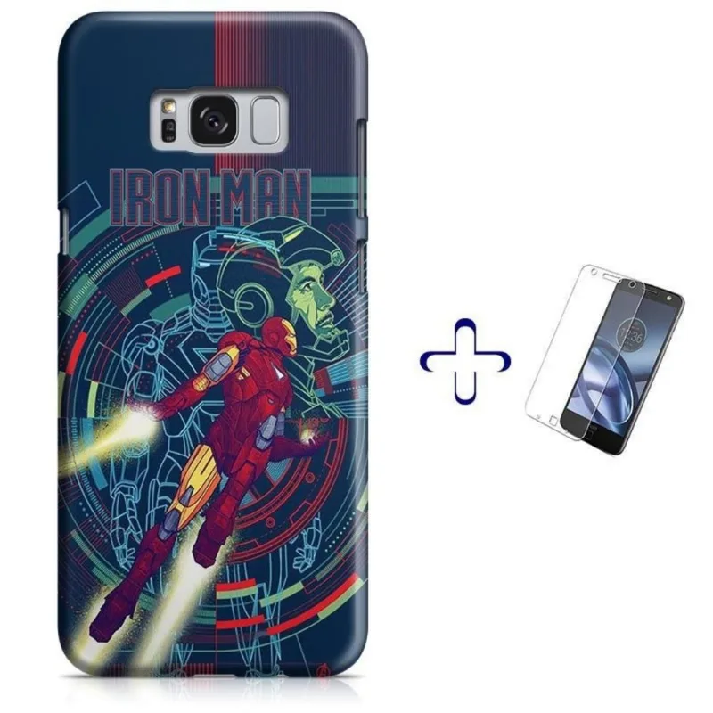 Kit Capa Galaxy S8+ Plus Iron Man + Pel Vidro (BD03)