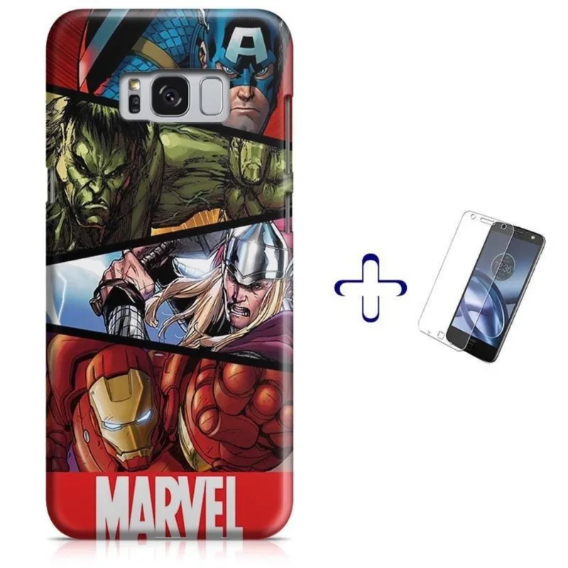 Kit Capa Galaxy S8+ Plus The Avengers + Pel Vidro (BD04)