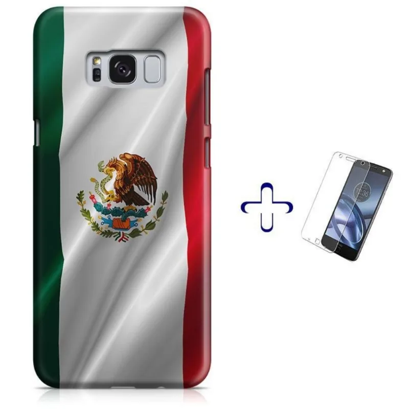 Kit Capa Galaxy S8+ Plus Bandeira Mexico + Pel Vidro (BD03)