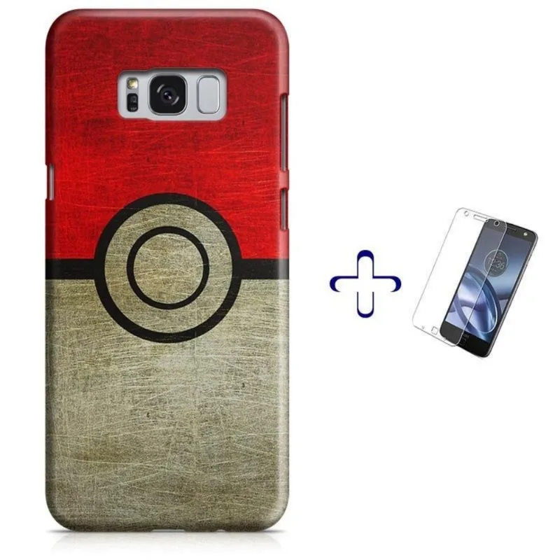 Kit Capa Galaxy S8+ Plus Pokemon Pokebola + Pel Vidro (BD03)