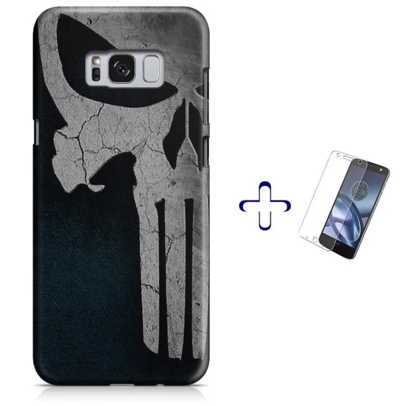 Kit Capa Galaxy S8+ Plus Punisher + Pel Vidro (BD03)