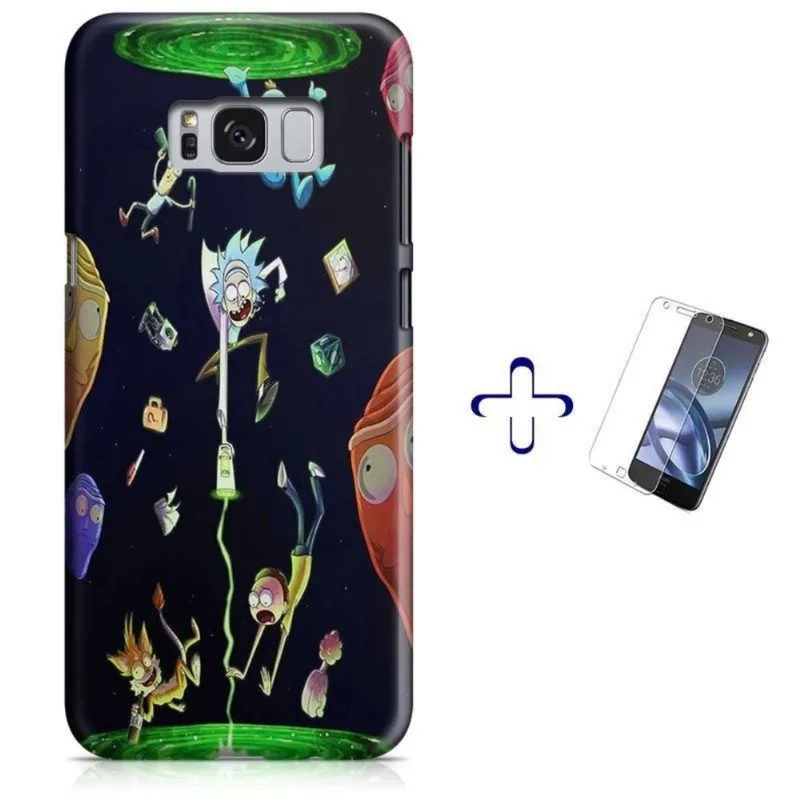 Kit Capa Galaxy S8+ Plus Rick and Morty + Pel Vidro (BD04)