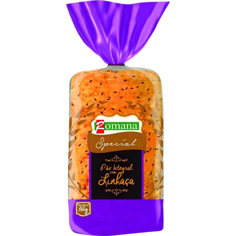 Pão Integral com Linhaça Romana  350g - Romana