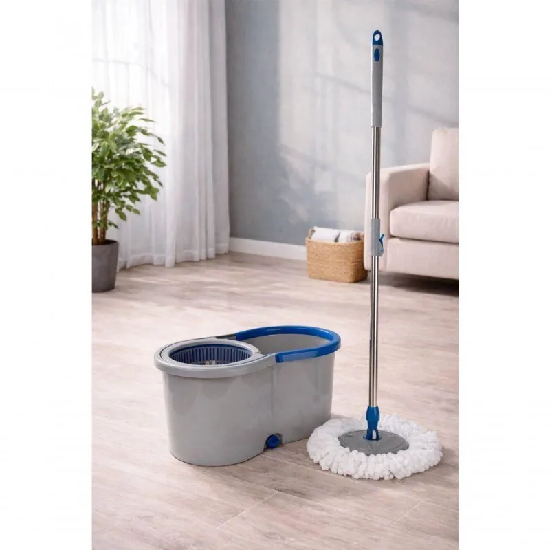 Mop Giratório com Alça 13L para Limpeza com Balde e Refil de Microfibra Cinza Clean Tech - CLEAN TECH