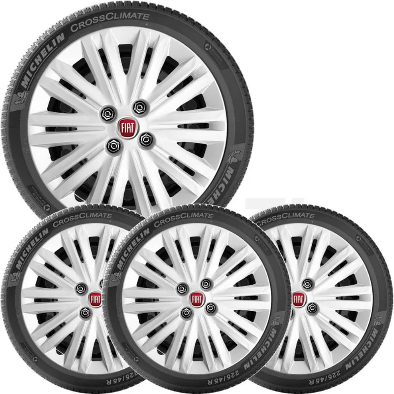 4X Calota Fiat Punto Idea Siena Aro 15 Com Emblema 208Cp