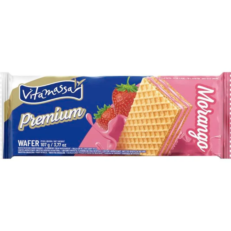 Biscoito Wafer Vitamassa Morango 107g