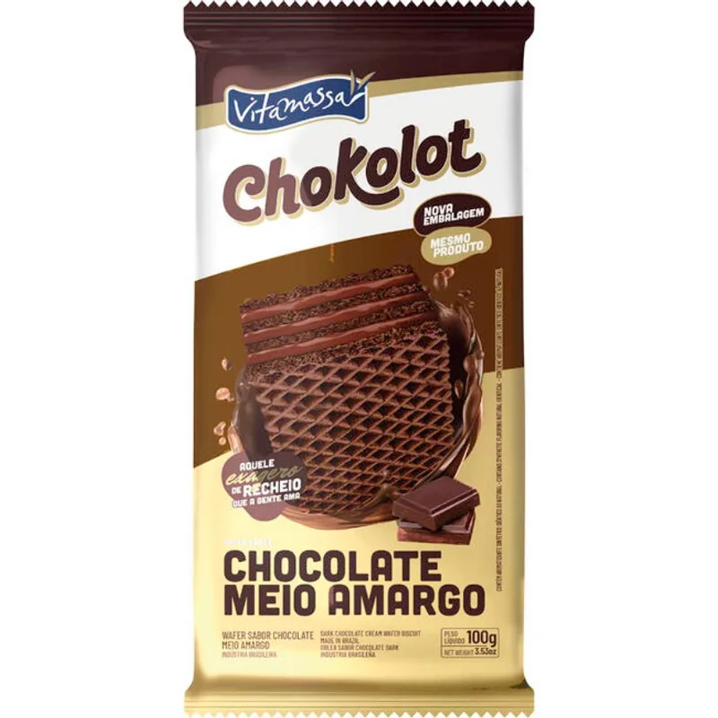 Biscoito Wafer Vitamassa Chokolot meio amargo 100g