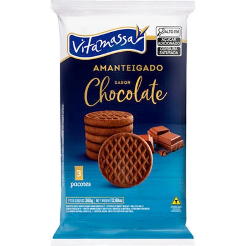 Biscoito Amanteigado Vitamassa Chocolate 360g
