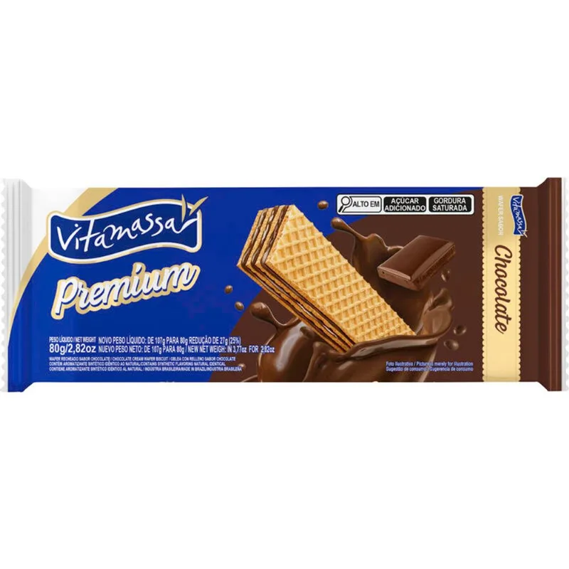 Biscoito Wafer Vitamassa Premium Chocolate 80g
