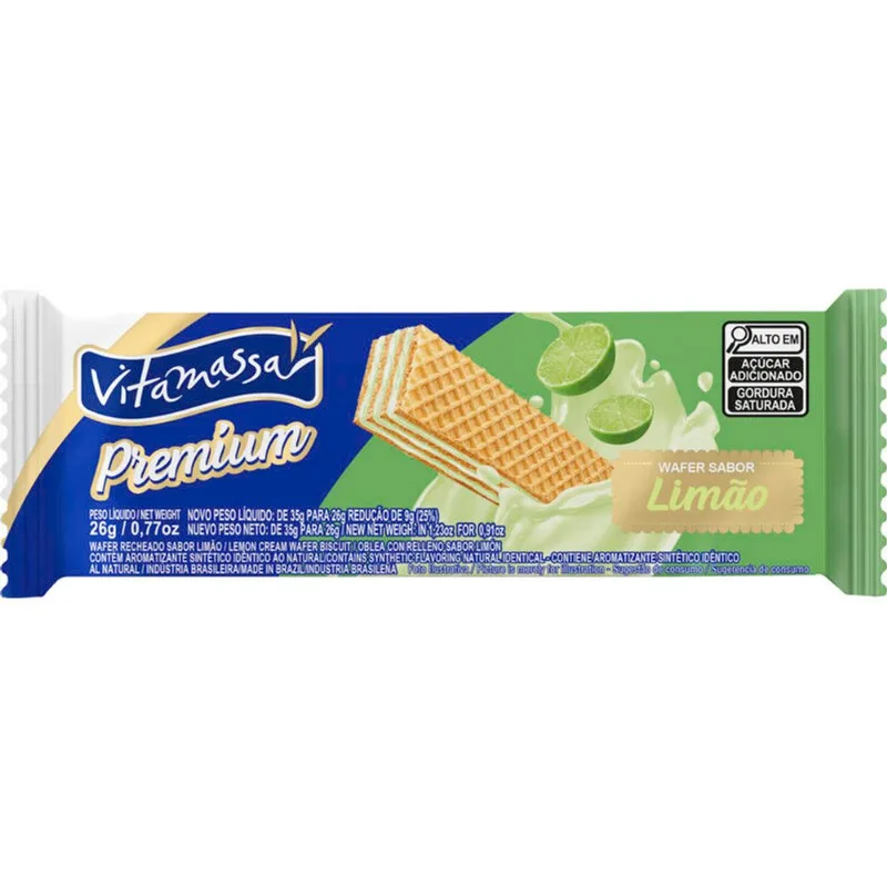 Biscoito Wafer Vitamassa Premium Limão 26g