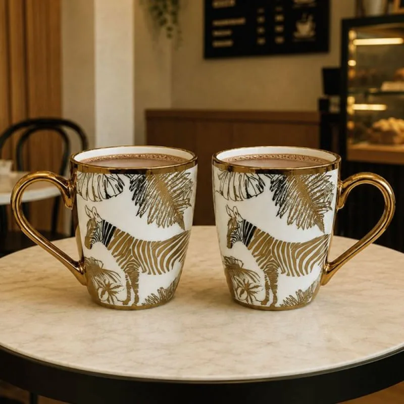Caneca Copo Xícara Safari Zebra Dourado Luxo 380ml Kit 10pçs - Genérico