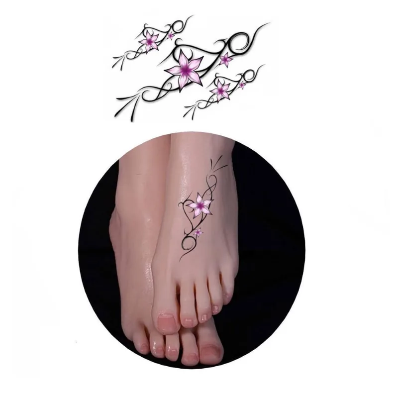 Tatuagem Temporária Delicada Arranjo De Flores Modelo