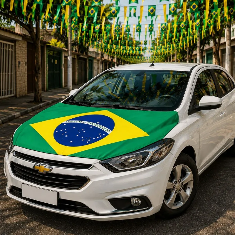 Capa Para Capô Torcedor Carro Universal Bandeira Brasil Copa