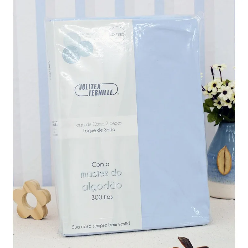 Jogo de Cama Solteiro Toque de Seda com 2 Peças Azul