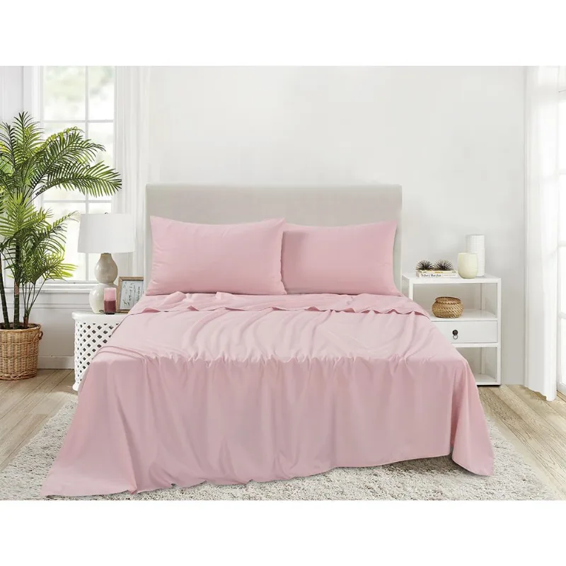Lençol Toque De Seda Liso Jg King 4pcs Rose Jolitex