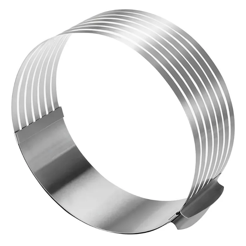 Molde p/ Bolo Ajustável Aço Inox Extensível Fatiador Camadas