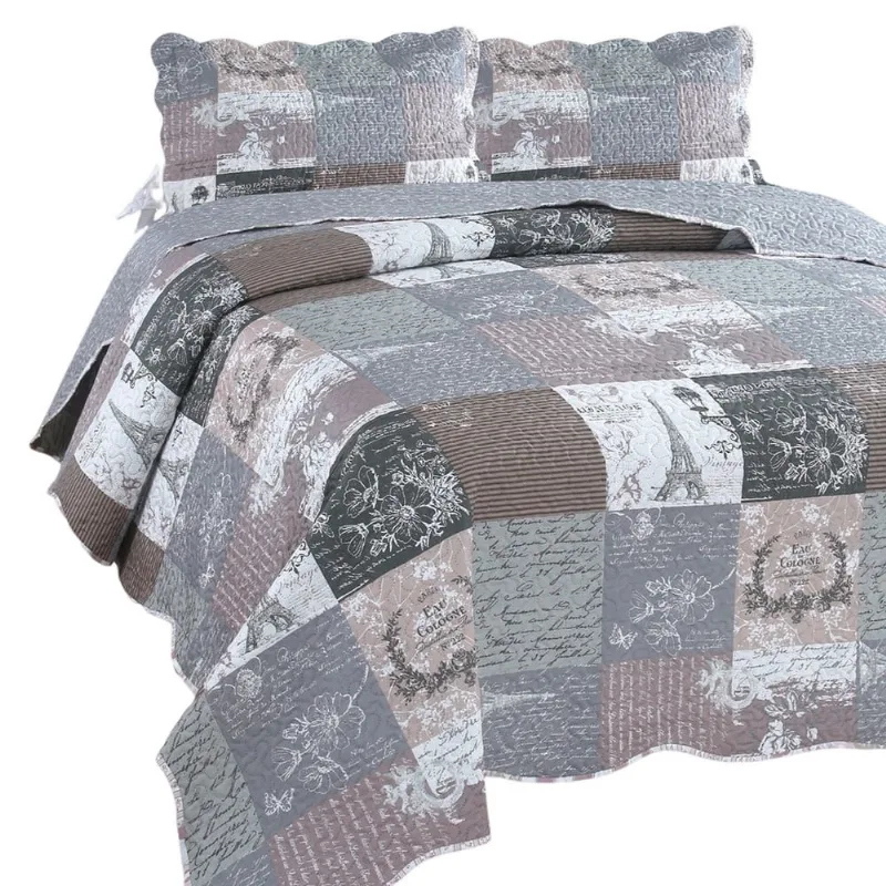 Kit Colcha Cobre Leito Casal Lins Paris Dupla Face Jolitex