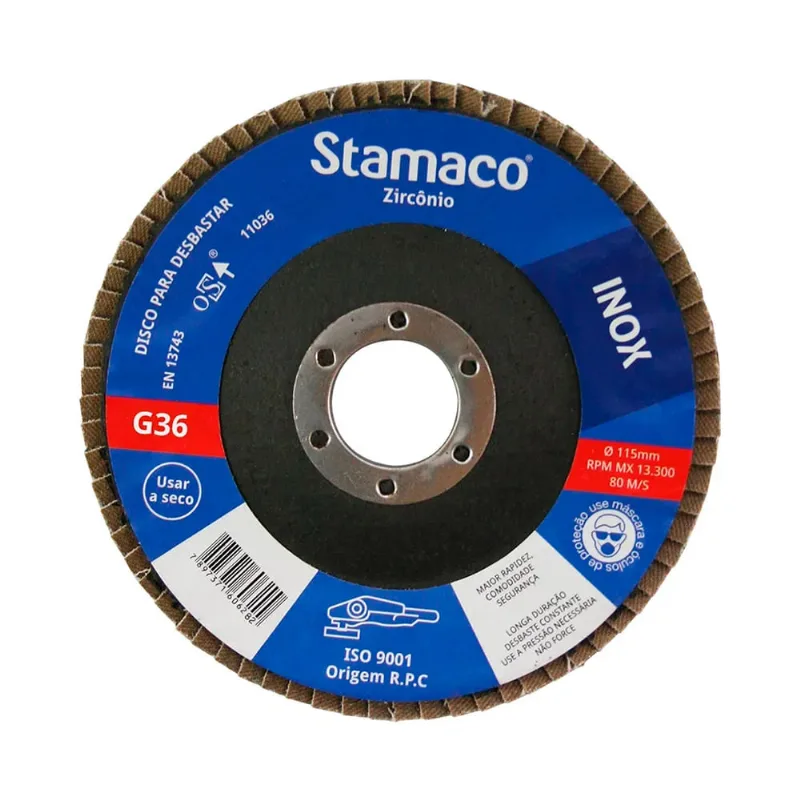 Disco de Lixa Flap Stamaco para Inox Grão 36 115 X 22 MM