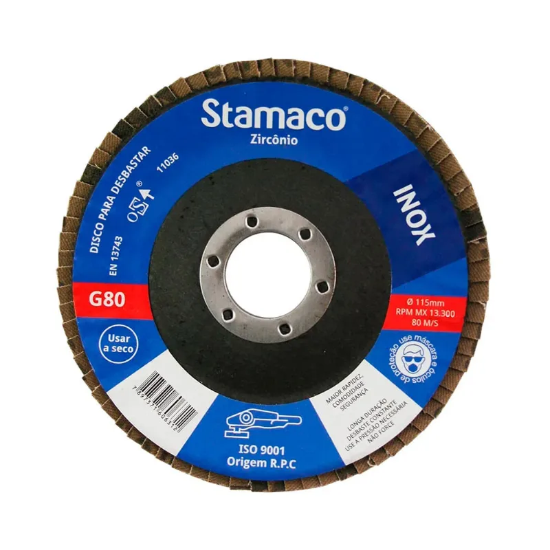 Disco de Lixa Flap Stamaco para Inox Grão 80 115 X 22 MM - STAMACO
