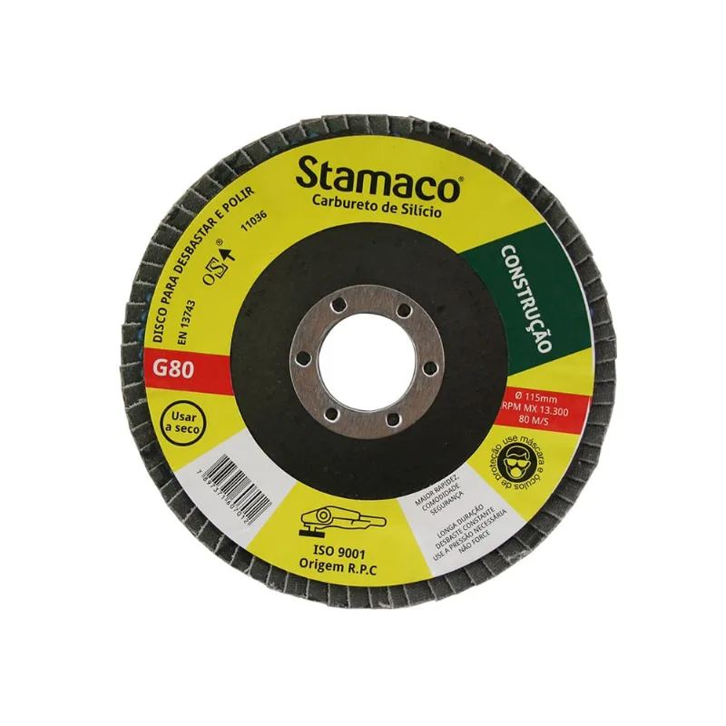 Disco Flap 4.1/2" 115x22mm Grão 80 7012 para Multimaterial Stamaco