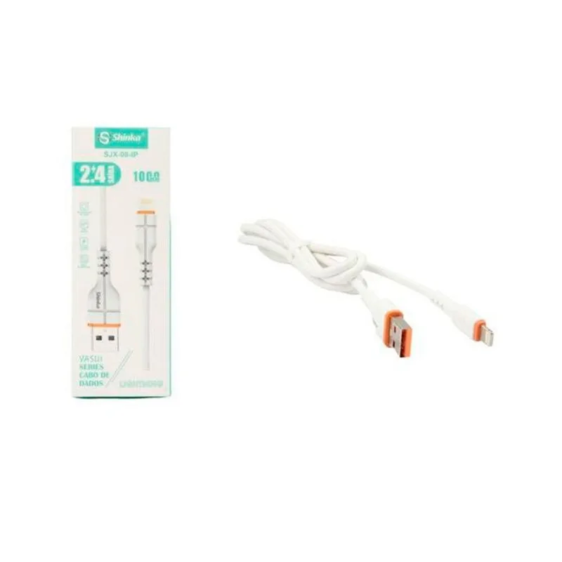 Cabo para iPhone 1 Metro USB 3.0 Lightning 2.4A Branco Shinka