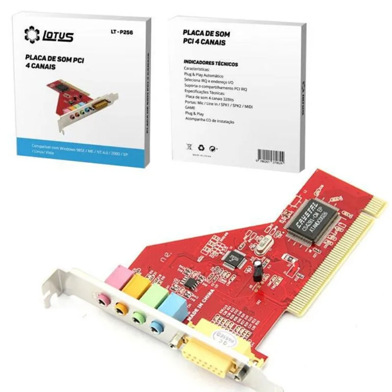 Placa De Som Pci 4 Canais Lt-p256 Lotus
