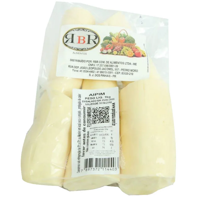 Aipim sem Casca RBR Alimentos Pacote 1kg