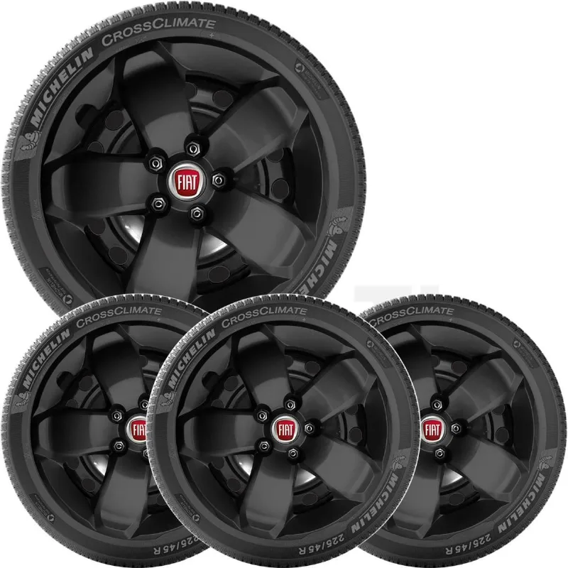 4x Calota Fiat Toro 2017 A 2020 Aro 16 Preto Emblema 301cp