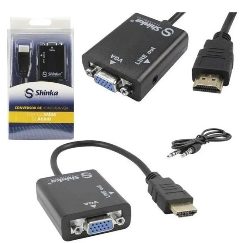 Conversor hdmi para vga com Saida de Audio Shinka 551
