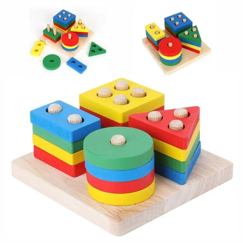 Brinquedo De Encaixe Educativo Formas Geométricas Montessori 16 Peças