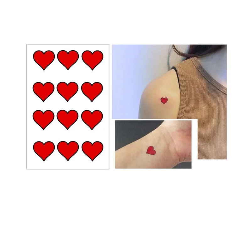 Tatuagem Temporária Cartela Coração Vermelho 9X6Cm