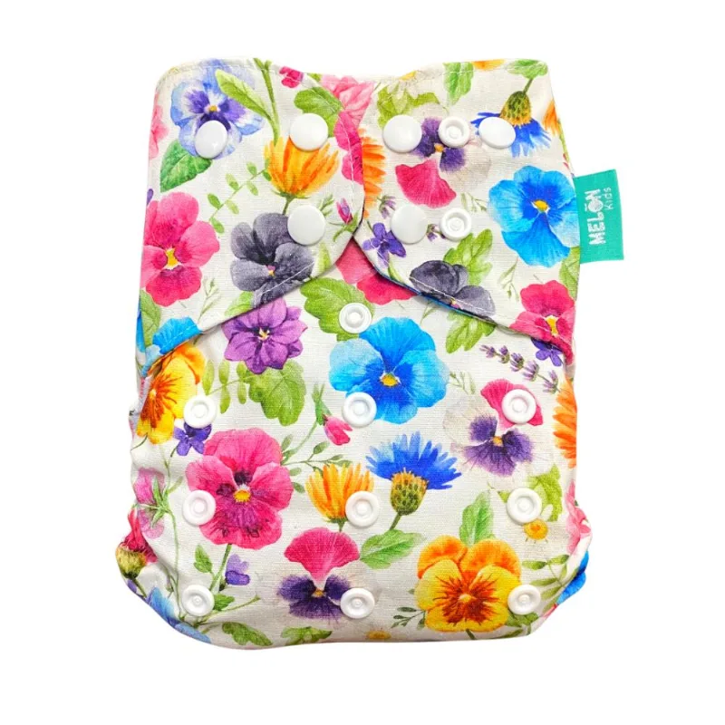 Fralda Ecológica Com Absorvente Flores Violeta