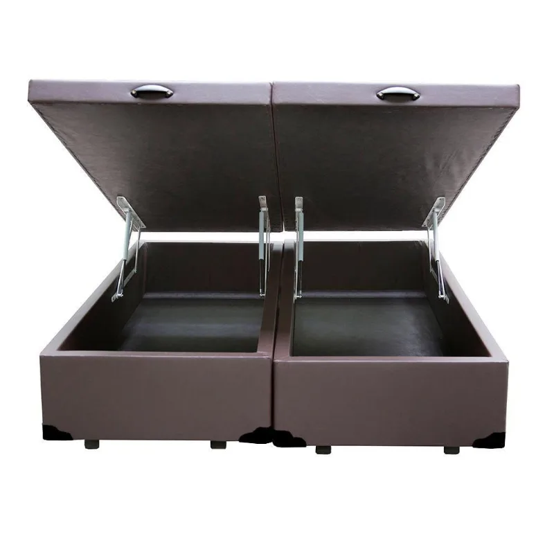 Cama Box Baú Blindado Casal Bipartido Homequeen Sintético Marrom 41x138x188