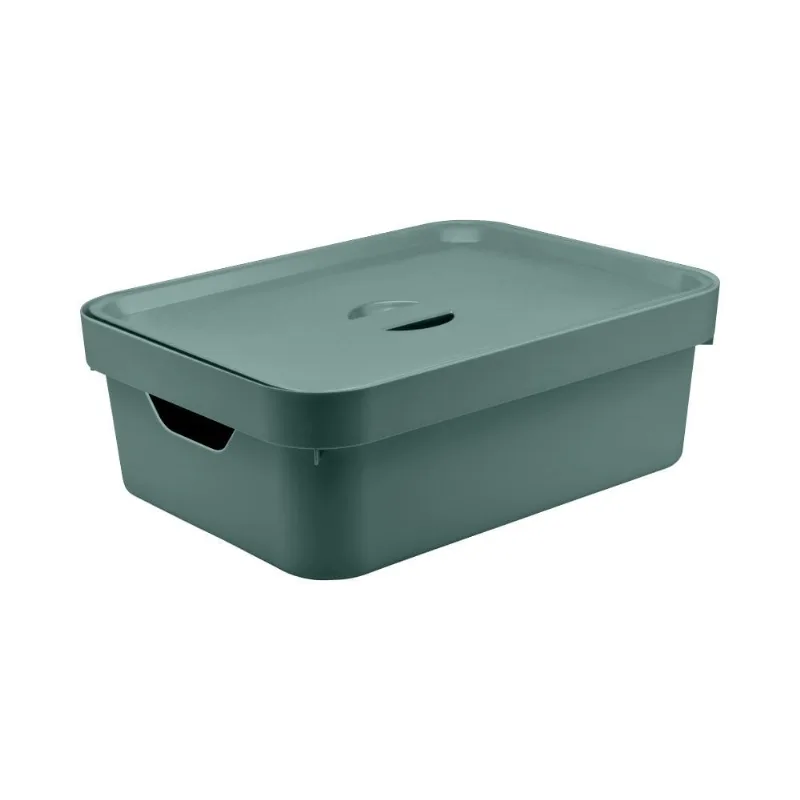 Caixa organizadora cube M com tampa, verde eucalipto - Ou