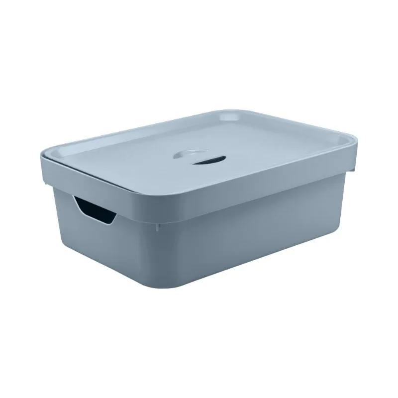 Caixa organizadora cube M com tampa, azul glacial - Ou