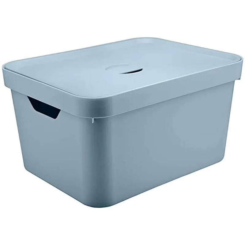 Caixa organizadora cube G com tampa, azul glacial - Ou