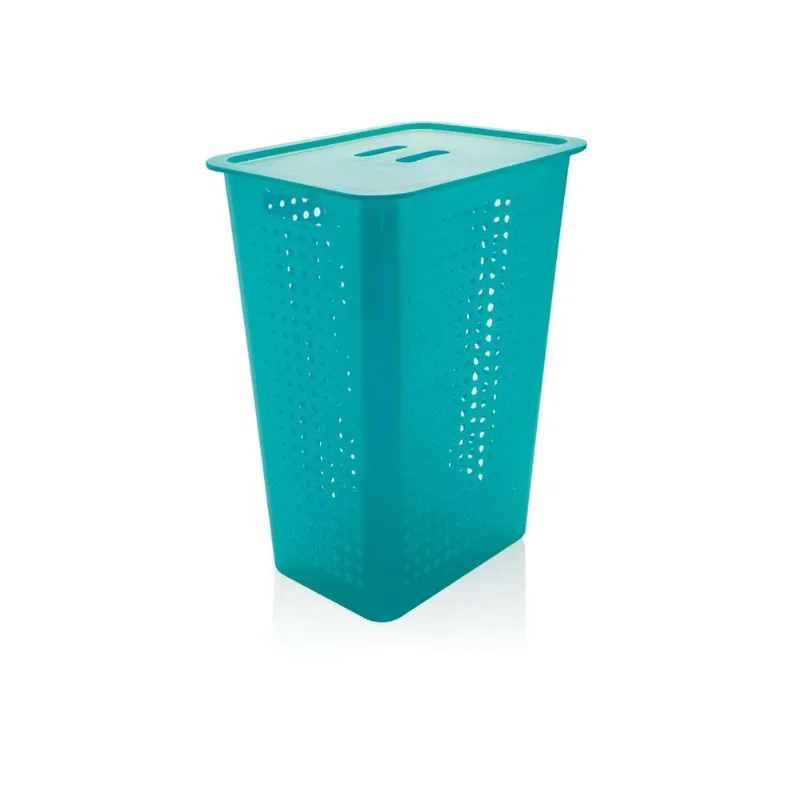 Cesto para roupas com tampa azul OU