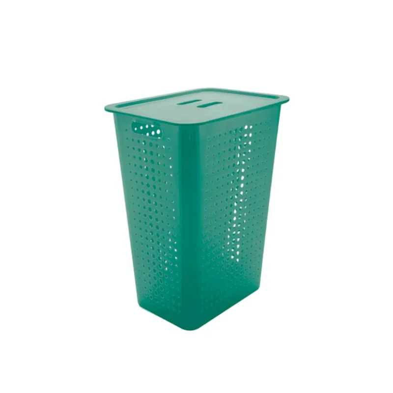 Cesta para roupas com tampa 47L polipropileno menta OU