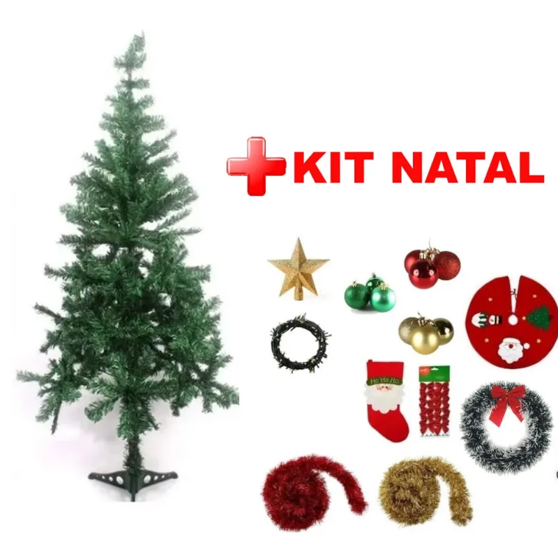 Árvore Natal Com Enfeites 1,50 Cm 250 Galhos Com 11 Itens