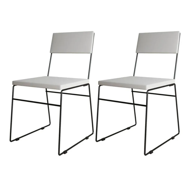Kit 2 Cadeiras De Jantar Málaga Corino Base Preto Para Mesa Sala Cozinha E Decoração - Preto-branco - OUTRAS - Móveis
