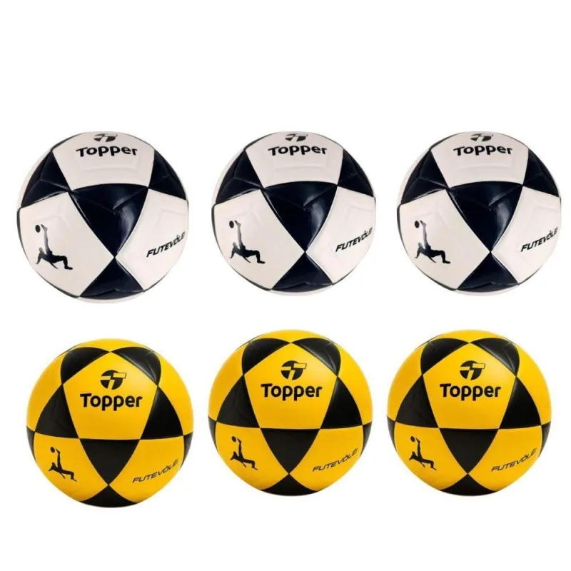 Kit 6 Bola de Futevôlei R1 Oficial para Areia Amarelo e Branco Topper - Topper - Agro