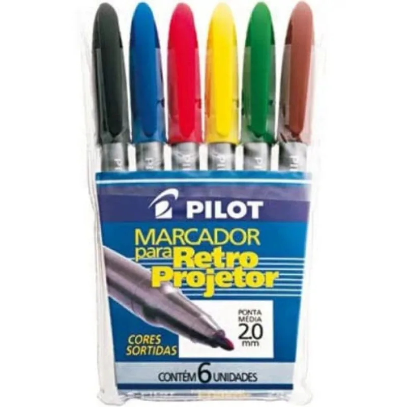 Kit Marcador Retro Projetor 2.0 c/6 cores - Pilot - - PILOT - Tv E Vídeo