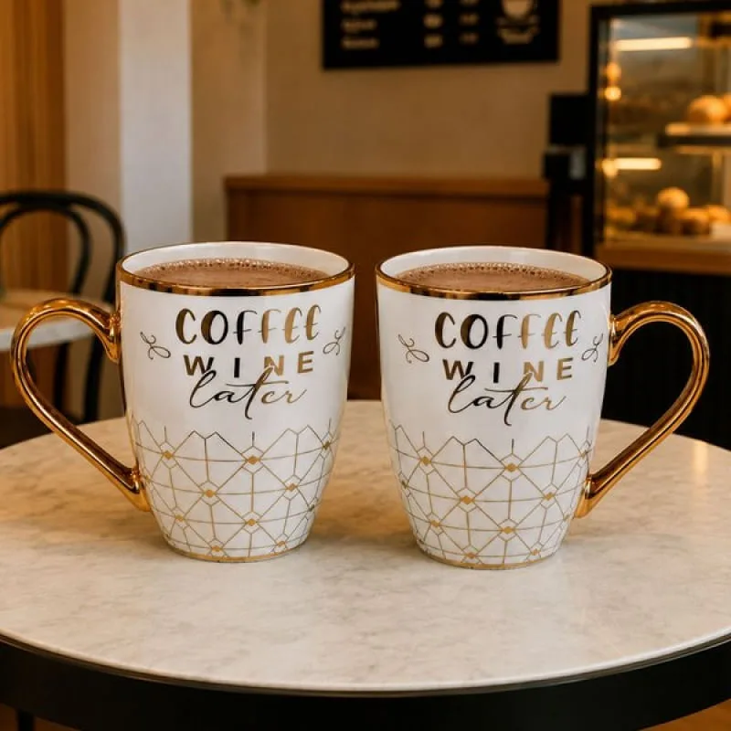 Caneca Copo Xícara Coffee Wine Cater Dourado 380ml Kit 4pçs - Genérico - Utilidades Domesticas