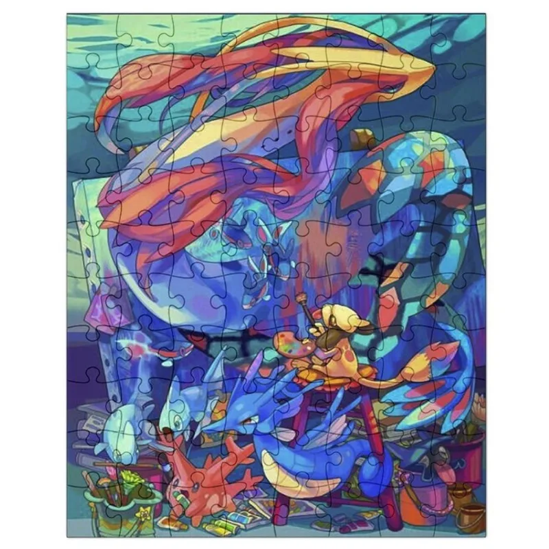 Quebra-Cabeça Personalizado 90 Peças - 30 cm x 20 cm Pokémon Smeargle Milotic Aquaticos (BDX4)